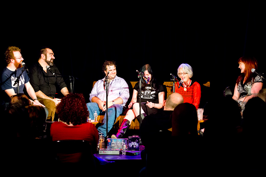 Hosts and guests on stage for the recording of Splendid Chaps: One/Authority.